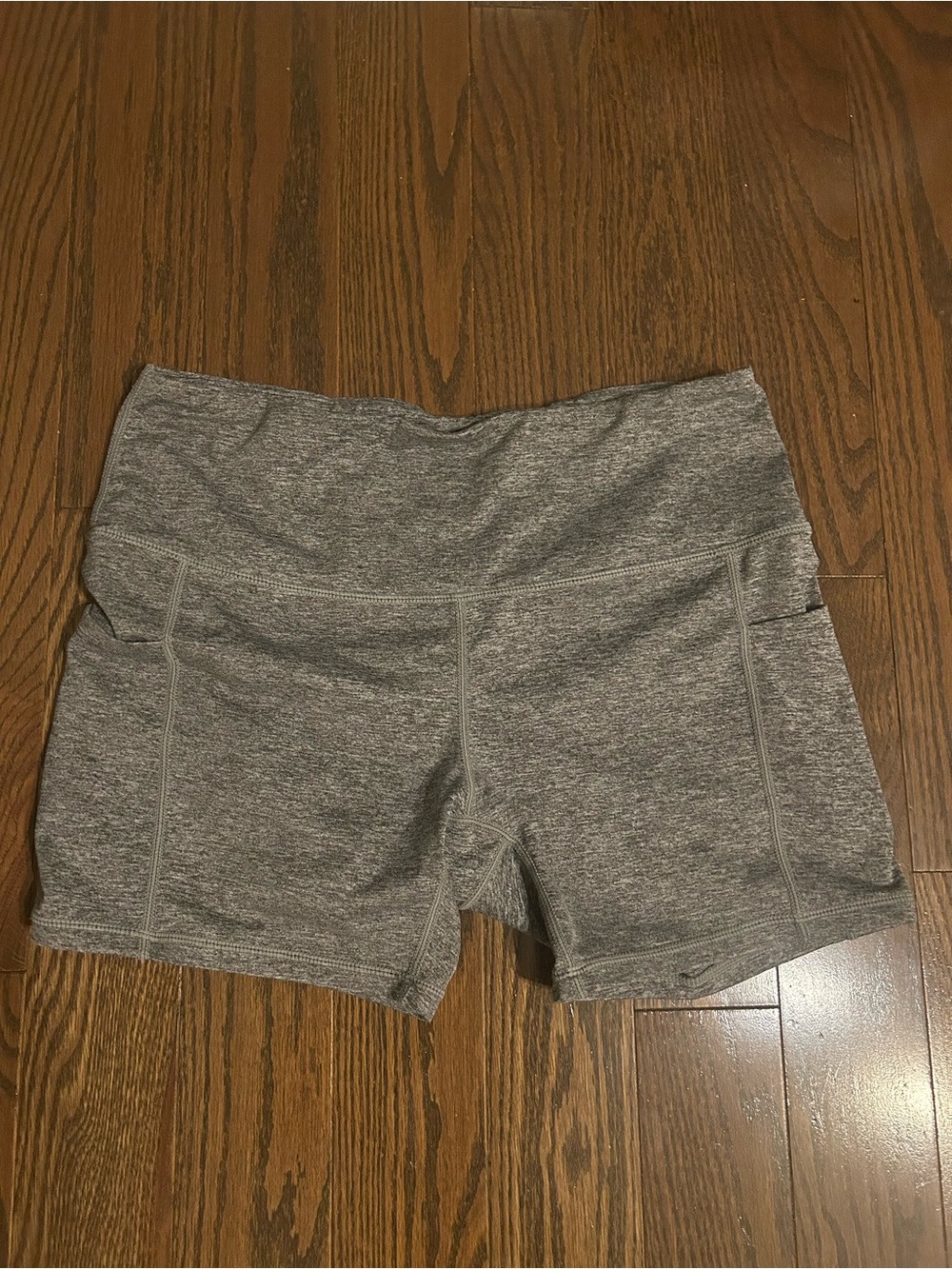 High-Rise Heather Gray Women’s Bike Shorts with Pickets S/M